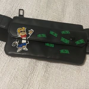 Alex monopoly inspired black faux leather Fanny pack